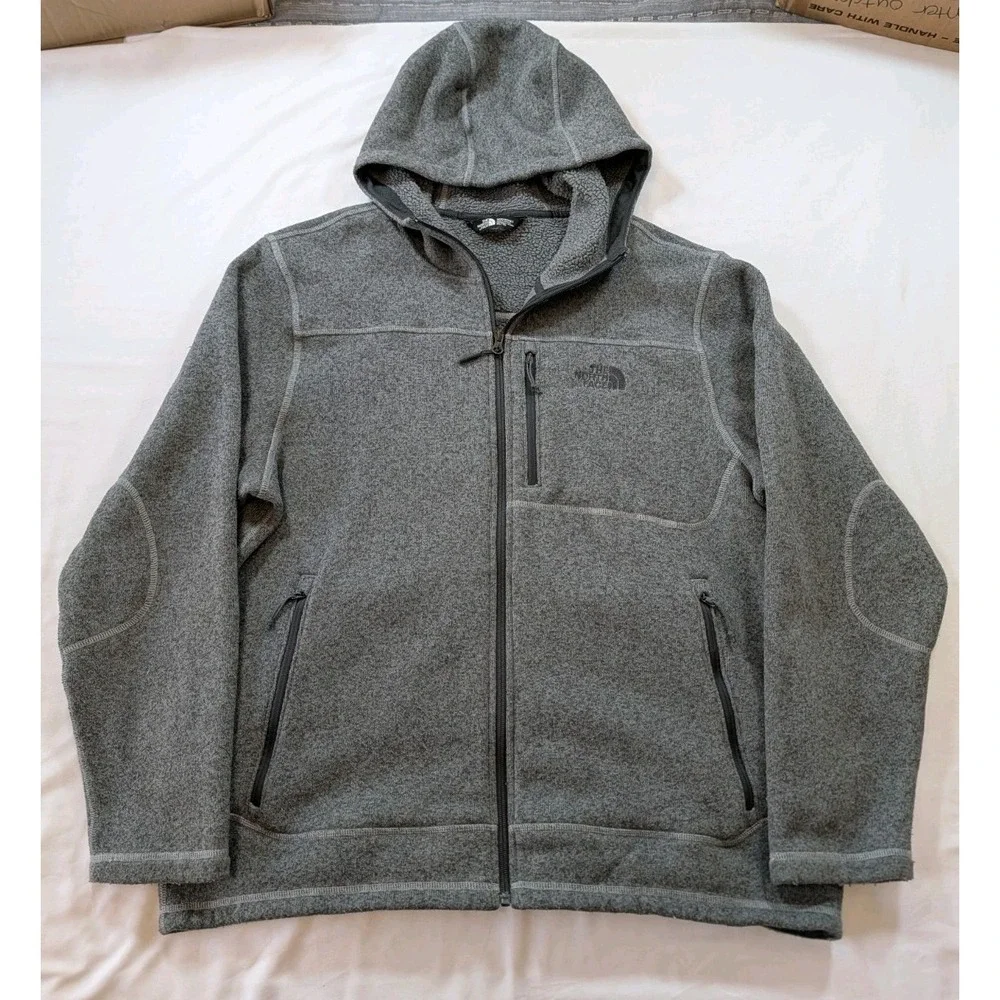 North Face Mens Gordon Lyons Fleece Hoodie Jacket Full Zip Gray Men's‎ XL